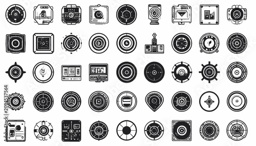 Bild auf Leinwand Black and white gear icons set.
