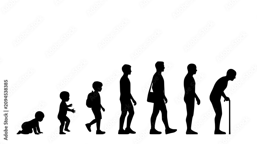 Obraz premium Deer Silhouette Icon in Black and White Showing Evolutionary Stages From Animal to Standing Adult Figure