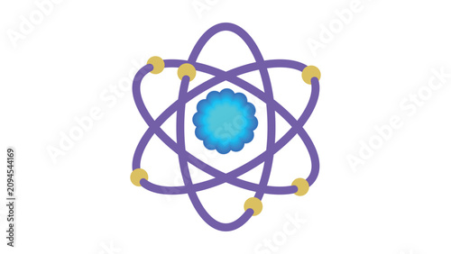 Photos Science atom model with orbiting electrons isolated.