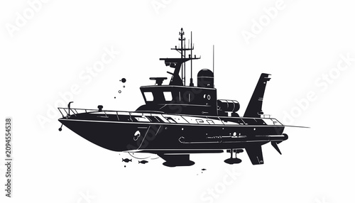 Fotografía Dark Navy Ship Sailing Ocean.