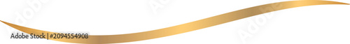 Elegant golden wavy line with a smooth gradient effect isolated on transparent background, illustration