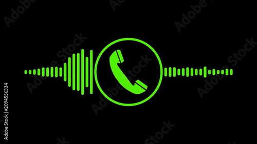 Minimalist Telephone call audio sound wave animation on transparent Background. Minimalist phone call with animated sound wave audio visualizer, telephone communication