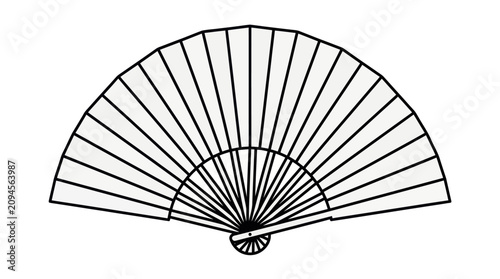 Traditional folding fan icon as a minimalist black line art vector