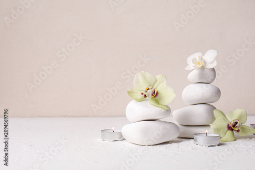 Spa still life with stacked...