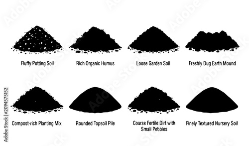 Foto Soil And Humus Illustration Set Showing Potting Compost Garden And Nursery Dirt