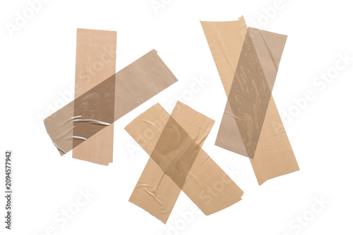 Brown adhesive tape pieces ...