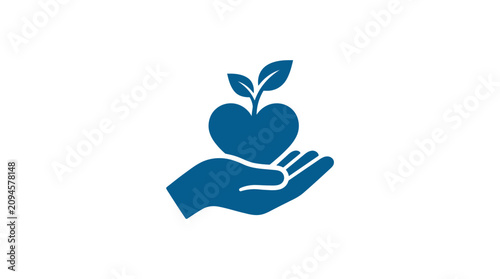 Foto Hand holding a growing apple symbol.