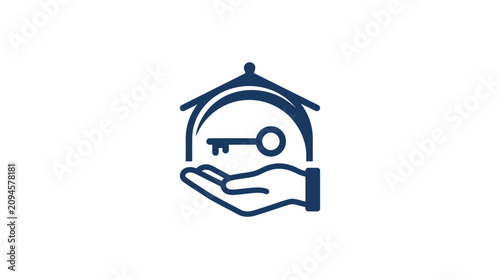 Tableau sur toile Hand holding house key icon.