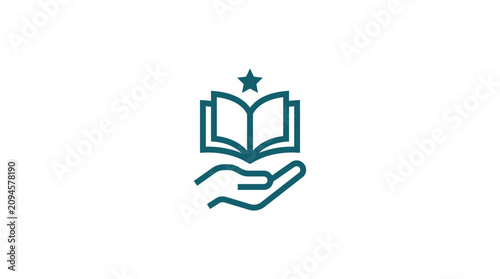 Foto Hand holding open book with star.