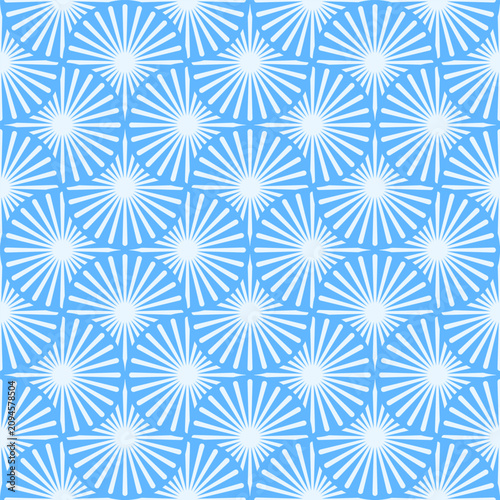 Vintage Geometric Fan Shape Seamless Pattern. Art Deco Abstract Sunburst Ornaments. Symmetrical Repeating Linear Wallpaper for Textile, Wallpaper, Background.
