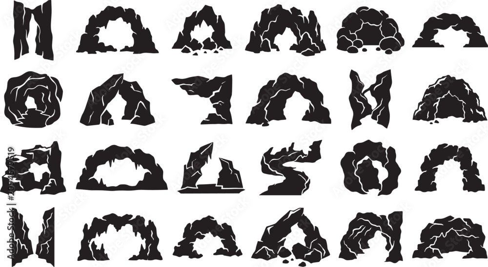 Naklejka premium Creative stylized letter m alphabet icons in black and white