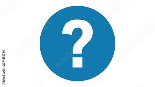 Question mark in blue circle icon isolated on white background.