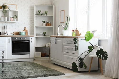 Interior of kitchen with co...
