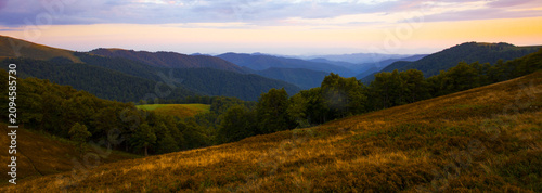 summer nature scenery, scenic sunset view in the mountains