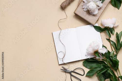 Composition with blank book...