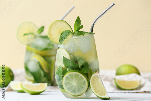 Glasses of fresh Mojito coc...