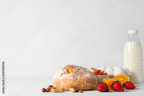 Different products on white...
