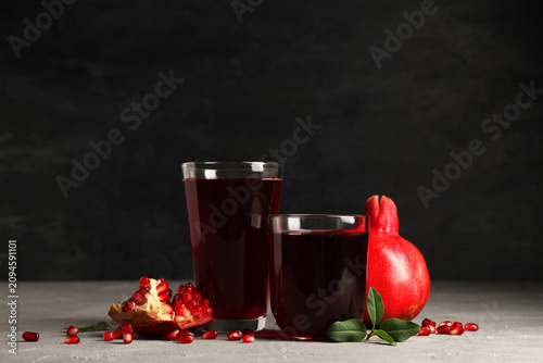 Glasses of fresh pomegranat...