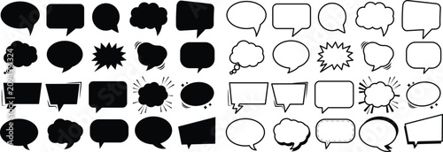 Cuadro en lienzo Speech Bubble Icon Collection, Chat Message and Comment Box Vector Set