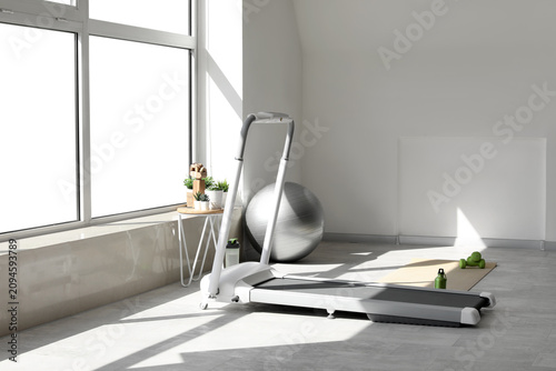 Interior of light gym with ...