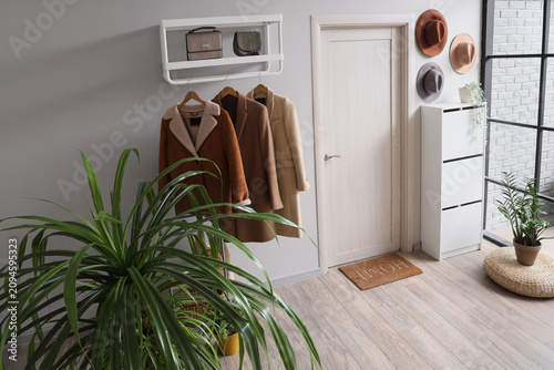 Houseplants and rack with c...