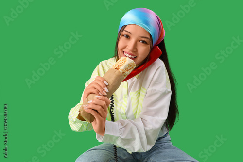 Young woman with doner keba...