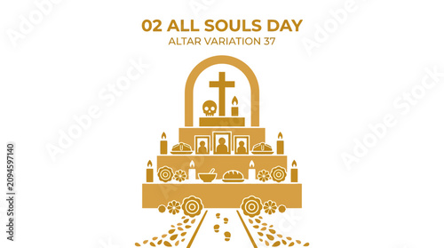Bild auf Leinwand Golden All Souls Day altar with religious symbols
