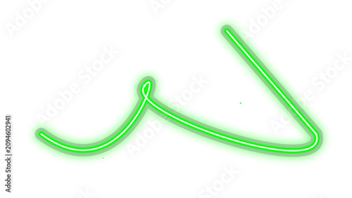 Schilderij op canvas Green Neon Glow Light Trail Isolated, Abstract Futuristic Electric Line