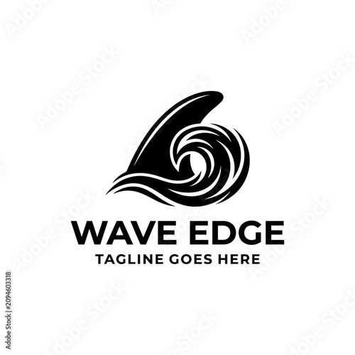 Photography Dynamic wave logo for surfing and water.