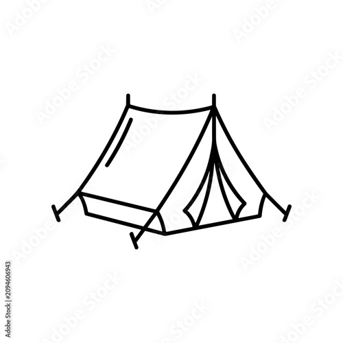Simple black line drawing of tent.
