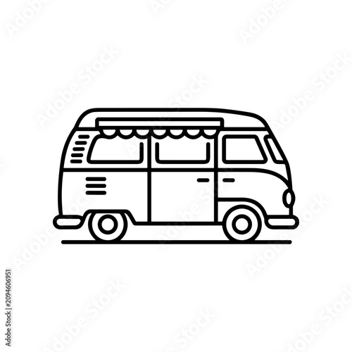 Vintage camper van side view.