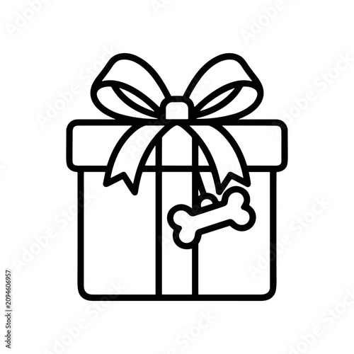 Gift box with dog bone inside.