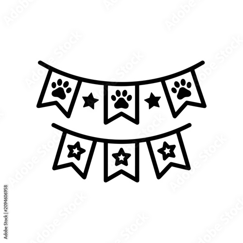 Black and white dog paw flags.