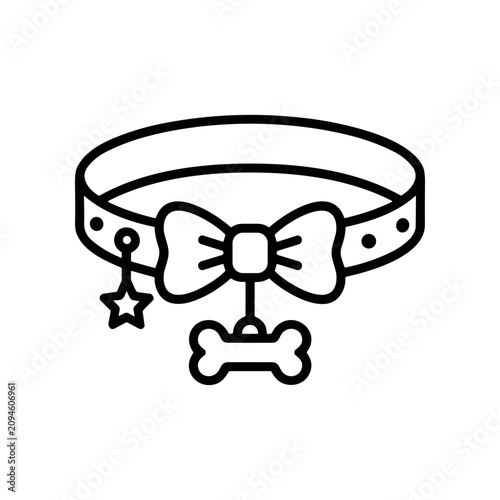 Collar with bow and bone charm.