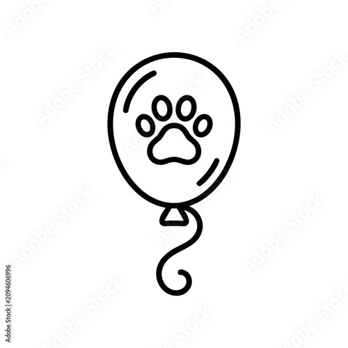 Black paw print on balloon.
