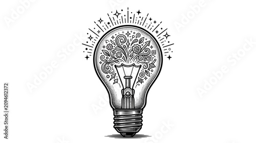 Bild auf Leinwand Lightbulb Idea Bursting with Creativity and Innovation