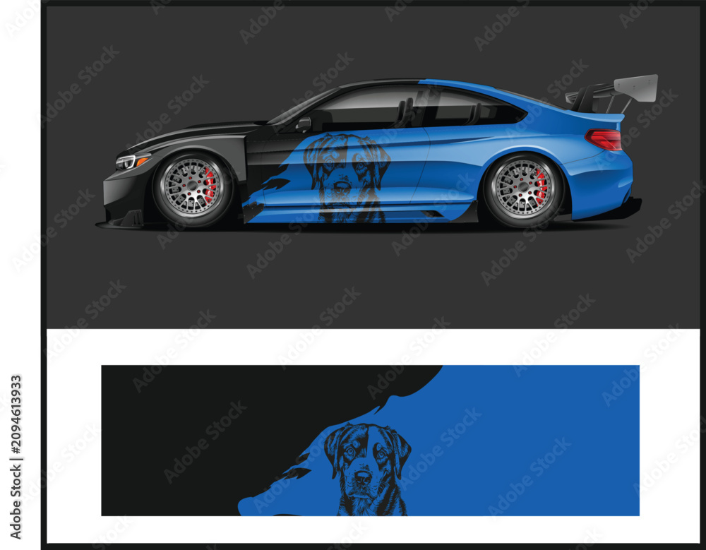 Fototapeta premium Stylish Dog-Themed Racing Car Wrap Design