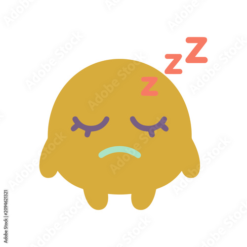 Foto Cute Cartoon Sleepy Yellow Character Face.