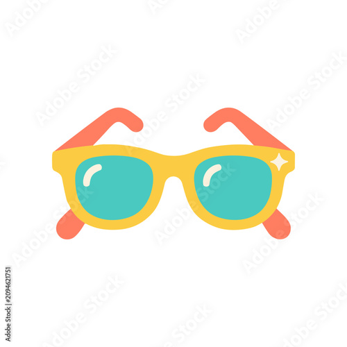 Fotografie Colorful trendy sunglasses with blue lenses.