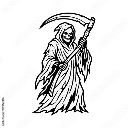 Принти на полотні Embodied representation of mortality and fate holding a sharp reaping tool a clo