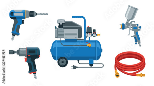 Obraz na płótnie Industrial pneumatic and electric power tool collection.