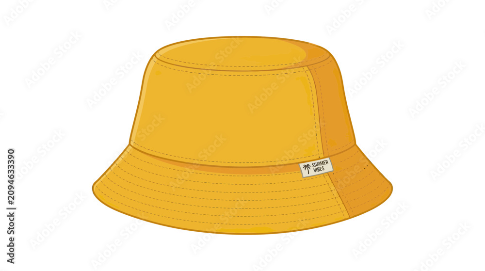 Fototapeta premium Yellow Bucket Hat, Summer Fashion Accessory, Casual Headwear