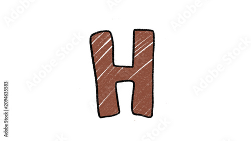 Hand Drawn Alphabet Letter H Illustration Cartoon Isolated Clipart PNG