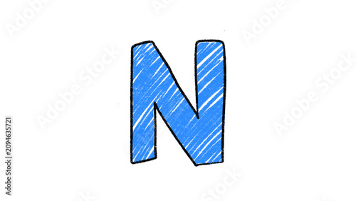 Hand Drawn Alphabet Letter N Illustration Cartoon Isolated Clipart PNG