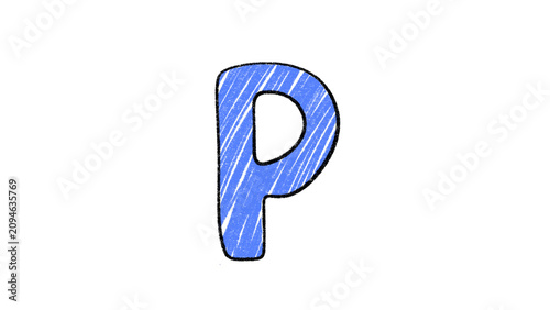 Hand Drawn Alphabet Letter P Illustration Cartoon Isolated Clipart PNG