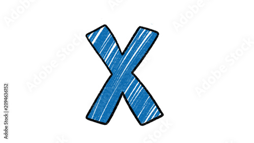 Hand Drawn Alphabet Letter X Illustration Cartoon Isolated Clipart PNG