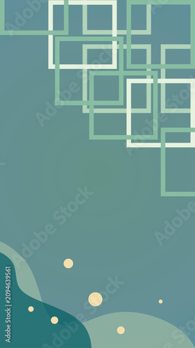 Abstract Geometric Teal Background with Overlapping Square Frames in (9:16) Portrait Format