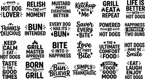 Cuadro en lienzo Hot Dog Typography Quote Collection for T Shirts, Stickers, Posters, Food Trucks