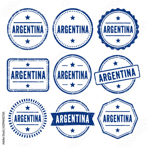 Argentina stamp set. Seal set with country name on a white background