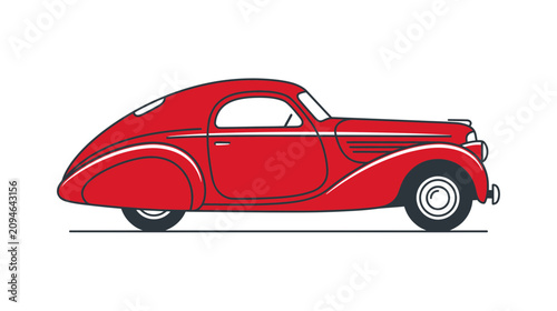 Vintage Red Car Silhouette, Retro Automobile, Classic Vehicle